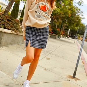 Navy blue plaid mini skirt